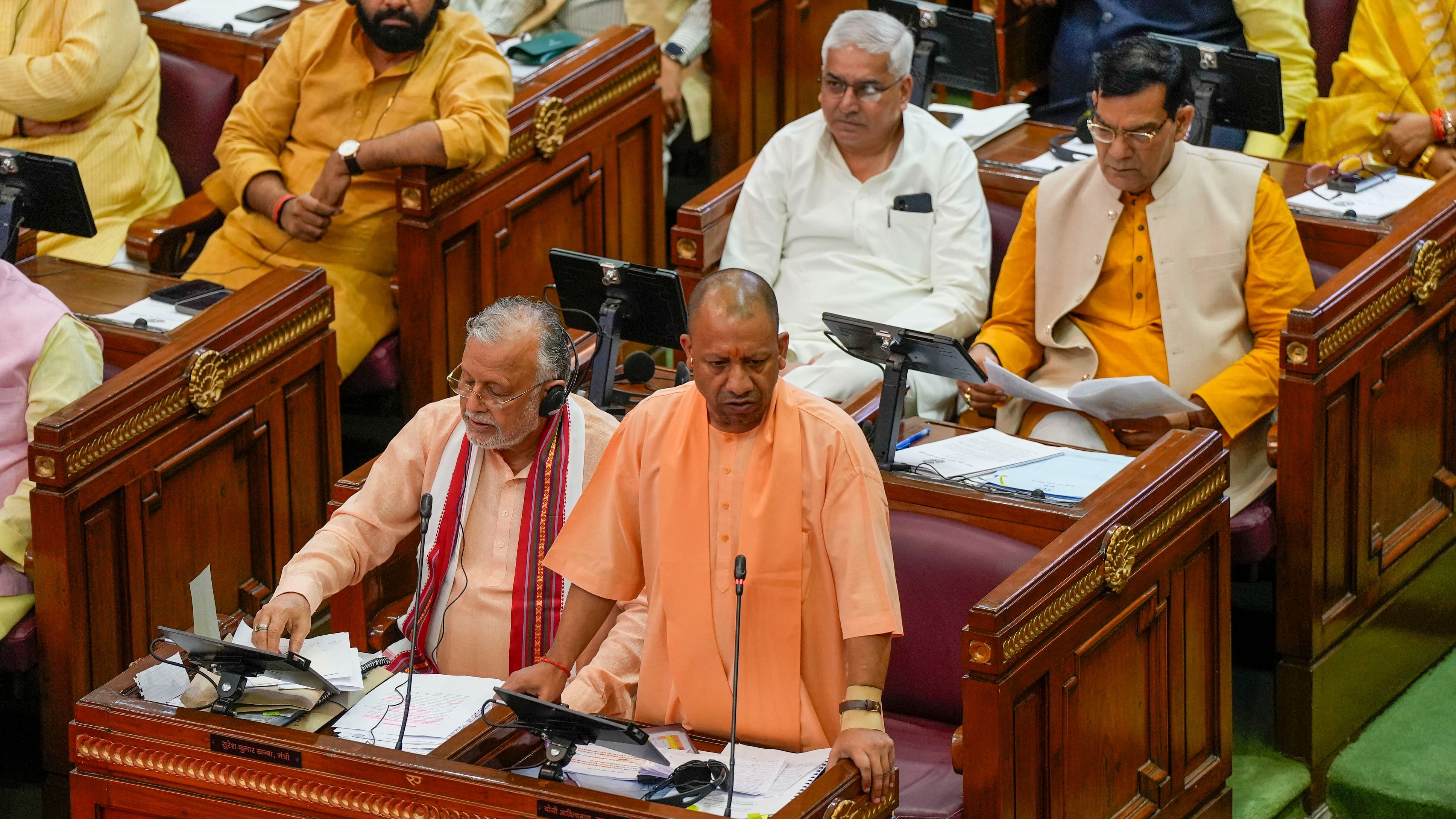 <div class="paragraphs"><p>Uttar Pradesh Chief Minister Yogi Adityanath speaks during the Monsoon session of the state Legislative Assembly.</p></div>